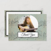 Musiknote Vintages Muster Musik Musiker Foto Dankeskarte (Vorne/Hinten)