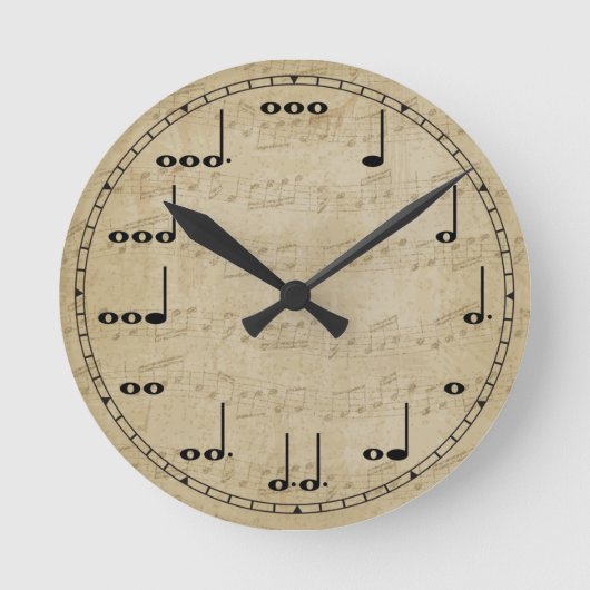 Musiknote Wall Clock Runde Wanduhr (Vorderseite)