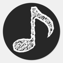 Musiknote - Weißaufkleber Runder Aufkleber