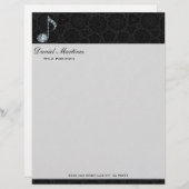 Musiknote Weiße Diamanten über Schwarz Briefkopf (Vorne/Hinten)