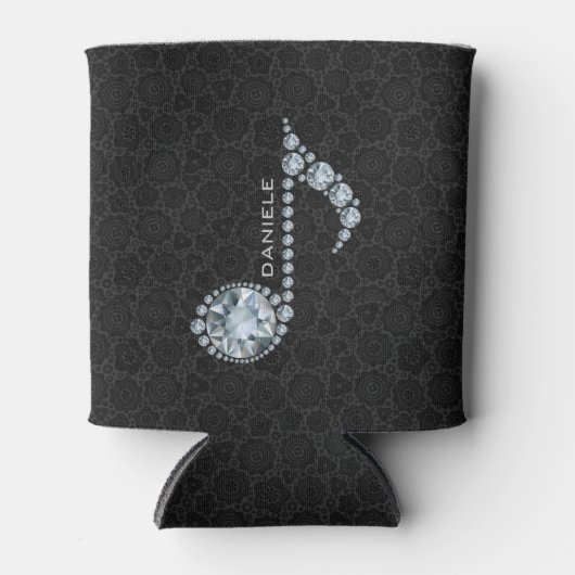 Musiknote Weiße Diamanten über Schwarz Dosenkühler (Vorderseite)