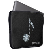 Musiknote Weiße Diamanten über Schwarz Laptopschutzhülle (Vorne Rechts)