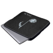 Musiknote Weiße Diamanten über Schwarz Laptopschutzhülle (Vorne Knopf)