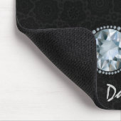 Musiknote Weiße Diamanten über Schwarz Mousepad (Ecke)