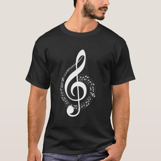 Musiknote White Treble Clef Musical Symbol für Mu T-Shirt (Vorderseite)