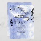 Musiknote zum blauen Hintergrund Einladung (Vorne/Hinten)