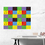 Musiknoten 8. Pop Art Pattern Poster<br><div class="desc">Magst du Musik-Kunst? Magst du Pop? Dieses Poster hat ein Pop-Kunstmuster aus 8. Musiknoten in Gelb,  Grün,  lila,  Blau,  Rot und Schwarz.</div>