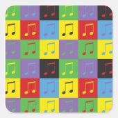 Musiknoten 8. Pop Art Pattern Quadratischer Aufkleber (Vorderseite)