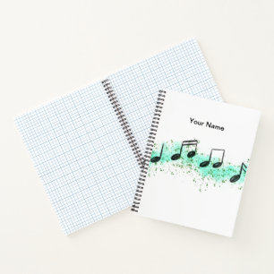Musiknoten Abstraktes Kunstnotizbuch - Aqua & Grün Notizblock