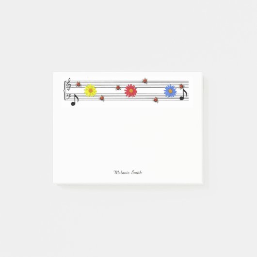 Musiknoten - Anmerkungen Post-it Klebezettel (Vorderseite)