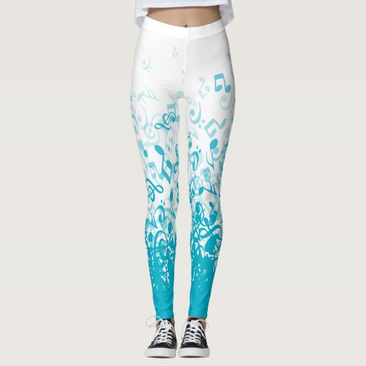Musiknoten Aqua Leggings (Vorderseite)