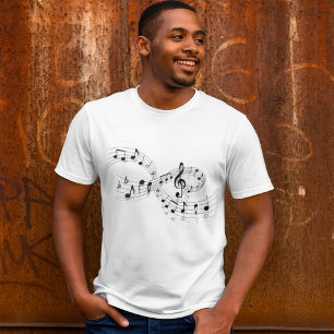 Musiknoten auf einer Notenlinie Herren T-Shirt