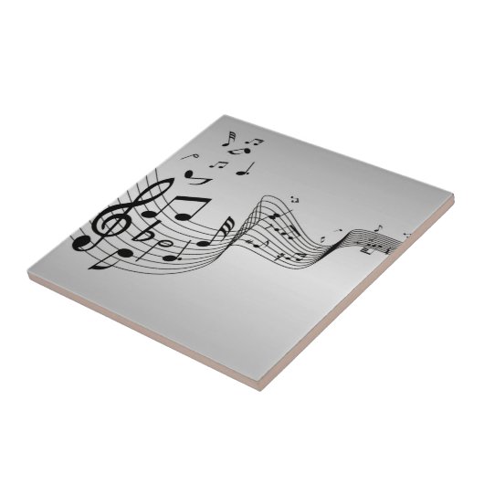 Musiknoten auf Silber Fliese (Seite)