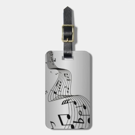 Musiknoten auf Silber Gepäckanhänger (Vorderseite vertikal)