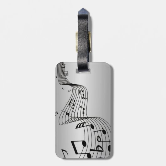 Musiknoten auf Silber Gepäckanhänger (Rückseite vertikal)
