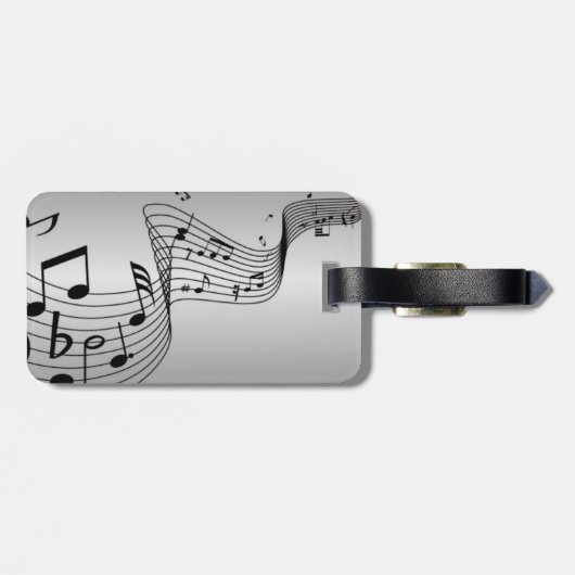 Musiknoten auf Silber Gepäckanhänger (Rückseite horizontal)