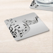 Musiknoten auf Silber Rechteckiger Pappuntersetzer (angewinkelt)