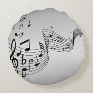 Musiknoten auf Silber Rundes Kissen