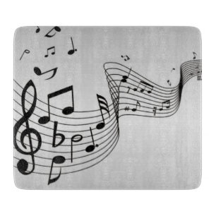 Musiknoten auf Silber Schneidebrett