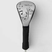Musiknoten auf Silver mit Name Golf Headcover (Vorderseite)