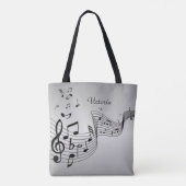 Musiknoten auf Silver mit Name Tasche (Rückseite)