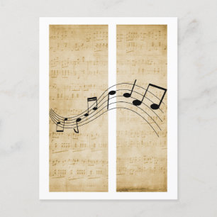 Musiknoten auf Vintage-Notenpapier im alten Stil Postkarte