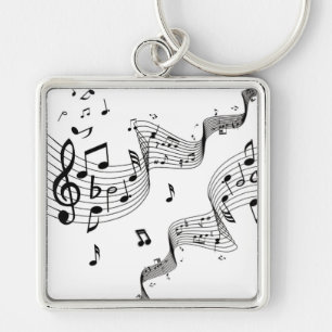 Musiknoten auf Weiß  Schlüsselanhänger