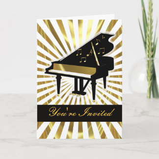 Musiknoten aus Gold und Black Grand Piano Einladung