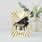 Musiknoten aus Gold und Black Grand Piano Postkarte (Stehend Vorderseite)