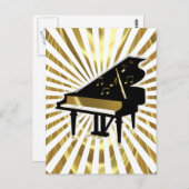 Musiknoten aus Gold und Black Grand Piano Postkarte (Vorne/Hinten)