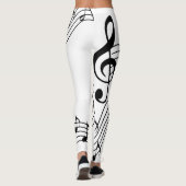 Musiknoten B&W Yoga Pilates Hot Pants Leggings (Rückseite)
