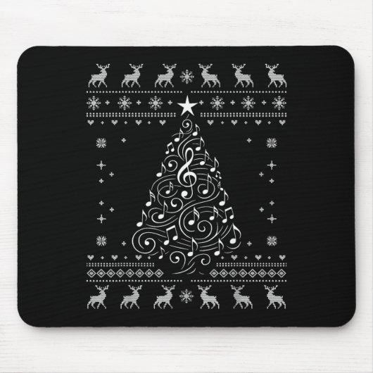 Musiknoten Baum Weihnachten hässlicher Pullover Xm Mousepad (Vorne)