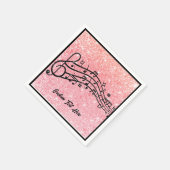 Musiknoten Black Pink Glitzer Sparkle Personalisie Serviette (Ecke)