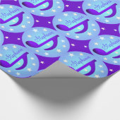 Musiknoten-blaue Kreis-Stern-lila personalisiertes Geschenkpapier (Ecke)