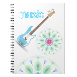 Musiknoten-blaues Notizblock