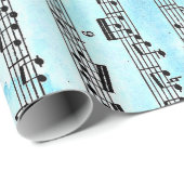Musiknoten blaues Umschlagpapier, 30" x 6' Geschenkpapier (Rolleneckpunkt)