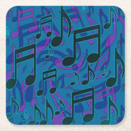Musiknoten Blaugrün Lila musikalisches Muster Rechteckiger Pappuntersetzer