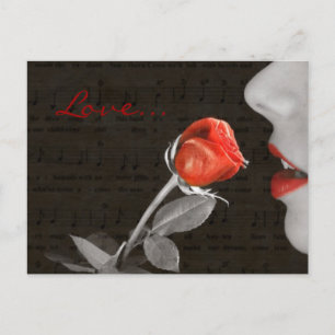 Musiknoten blühte Valentinstag rote Rose Feiertagspostkarte