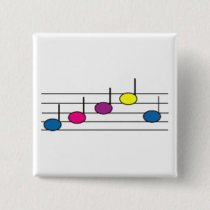 Musiknoten Bunt Rosa Lila Gelb Blau Button
