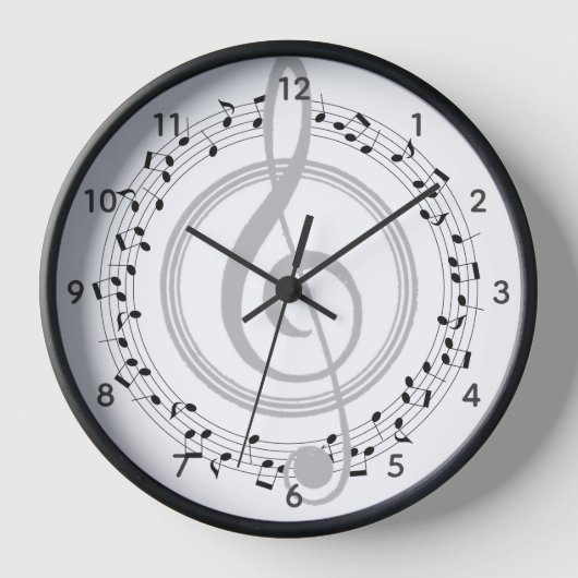 Musiknoten Circle Treble Clef Piano Singer Uhr (Vorderseite)