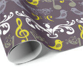 Musiknoten, Clefs und Vögel Geschenkpapier (Rolleneckpunkt)