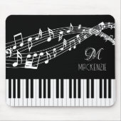 Musiknoten der Piano-Tastatur, Monogramm, benutzer Mousepad (Vorne)