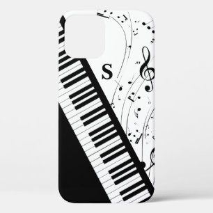 Musiknoten der Piano-Tastatur, Monogramm Schwarz-w Case-Mate iPhone Hülle