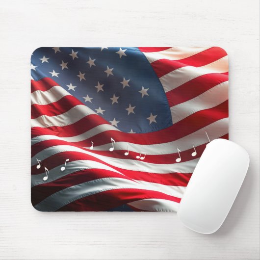 Musiknoten, die auf einer amerikanischen Flagge sc Mousepad (Mit Mouse)