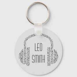 Musiknoten DJ Kopfhörer modern Schlüsselanhänger