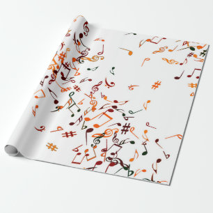 Musiknoten Druck - Taupe Beige, Multi  Geschenkpapier