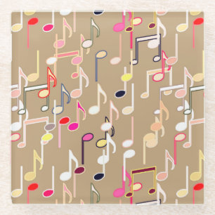 Musiknoten Druck - taupe braun, mehrfarbig Glasuntersetzer