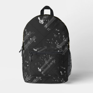 Musiknoten Elegant Black Bedruckter Rucksack