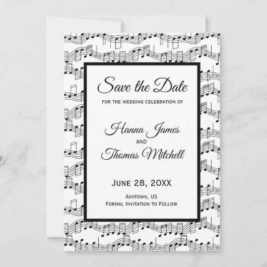 Musiknoten Elegant Save the Date (Vorderseite)