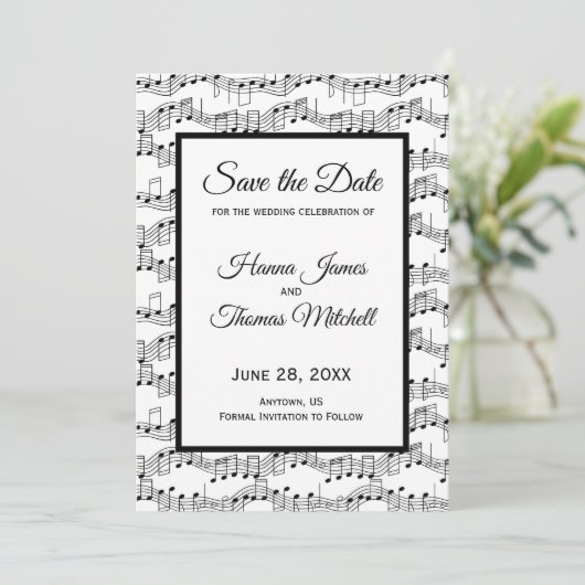 Musiknoten Elegant Save the Date (Stehend Vorderseite)